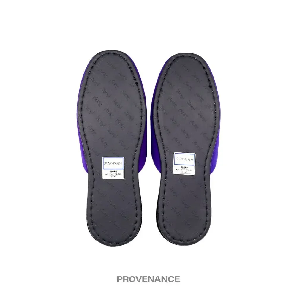 🔴 Yves Saint Laurent YSL Velour Logo Slipper - Purple - Picture 5 of 5